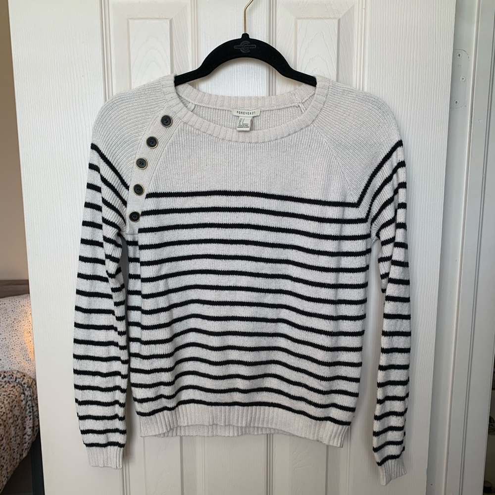 Forever 21 striped sweater with button detail.